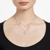 Swarovski Gema layered Necklace Flower White Rhodium plated  36CM X 41CM