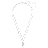 Swarovski Gema layered Necklace Flower White Rhodium plated  36CM X 41CM