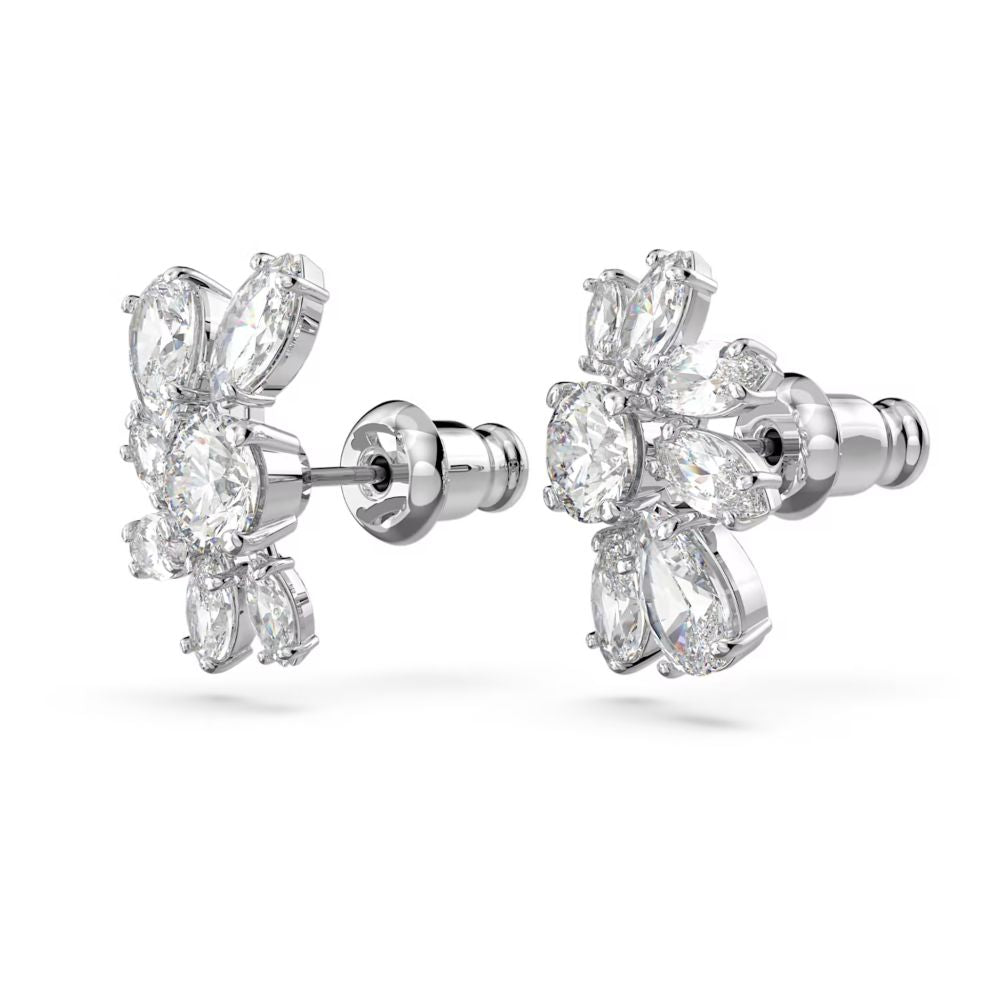 Swarovski Gema Stud Earrings Flower White Rhodium plated ONE SIZE ...