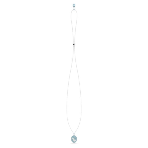 Swarovski Signum Necklace with pendant Swan Blue Rhodium plated 70 CM ...