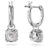 Swarovski Stilla drop earrings, Round cut, White, Rhodium plated
