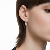 Swarovski Stilla drop earrings, Round cut, White, Rhodium plated