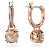 Swarovski Stilla drop earrings, Round cut, White, Rose gold-tone plated