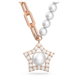 Swarovski Stella Necklace pendant Crystal pearls Star White Rose gold-tone plated  38CM X 43CM