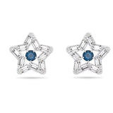 Swarovski Stella Stud EarringsStar Blue Rhodium plated ONE SIZE