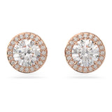 Swarovski Una Angelic stud earrings, Round cut, Pavé, White, Rose gold-tone plated