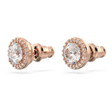 Swarovski Una Angelic stud earrings, Round cut, Pavé, White, Rose gold-tone plated