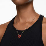 Swarovski Una Necklace with pendant Heart Extra small Red Gold-tone plated