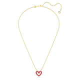 Swarovski Una Necklace with pendant Heart Extra small Red Gold-tone plated