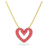 Swarovski Una Necklace with pendant Heart Extra small Red Gold-tone plated