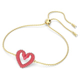 Swarovski Una bracelet Heart Small Red Gold-tone plated  ADJUSTABLE