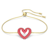Swarovski Una bracelet Heart Small Red Gold-tone plated  ADJUSTABLE