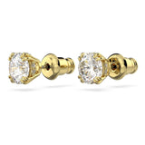 Swarovski Stilla stud earrings, Round cut, White, Gold-tone plated