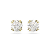 Swarovski Stilla stud earrings, Round cut, White, Gold-tone plated