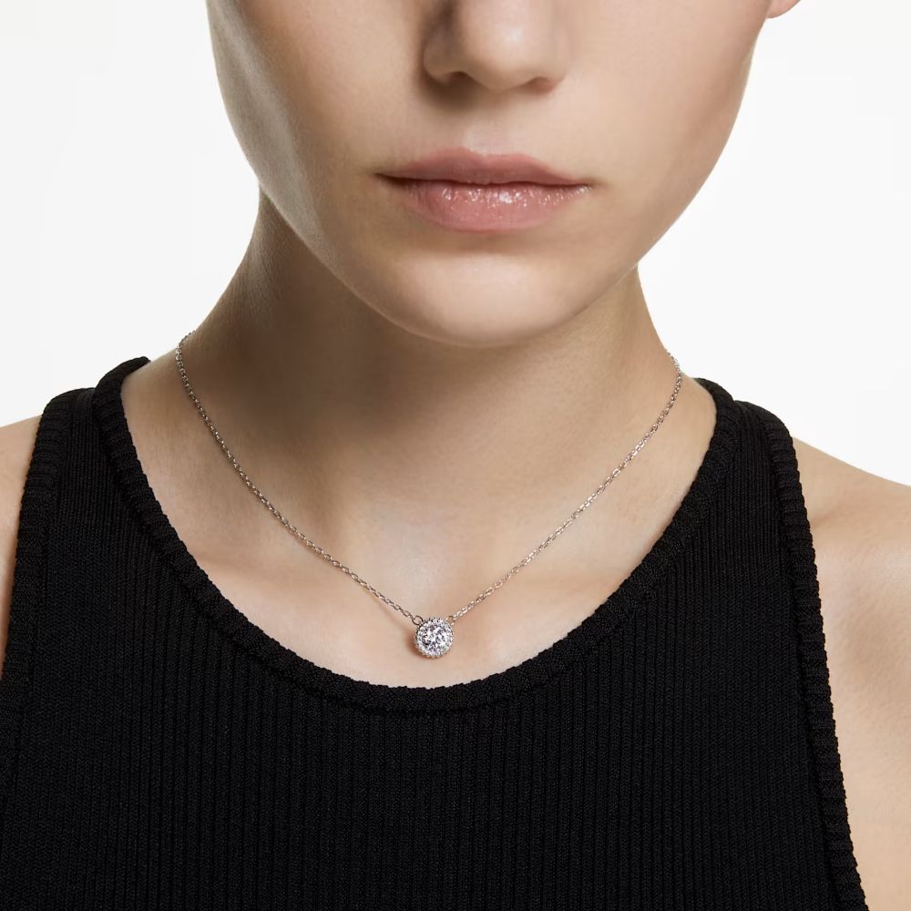 【ユチャ】SWAROVSKI Constella ペンダント Constella pendant, Round cut, Dancing stone, White, Rhodium plated