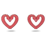 Swarovski Una Stud Earrings Heart Extra small Red Gold-tone plated  ONE SIZE