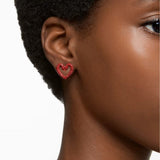 Swarovski Una Stud Earrings Heart Extra small Red Gold-tone plated  ONE SIZE