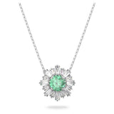 Swarovski Sunshine Neckalce with Pendant Green Rhodium plated  13 3/4 inch