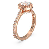 Swarovski Constella Cocktail Ring, Round cut,White, Rose Gold-Tone Plated-60