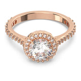 Swarovski Constella Cocktail Ring Round cut,White, Rose Gold-Tone Plated Size-50