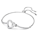 Swarovski Lovely Bracelet Heart, White, Rhodium Plated