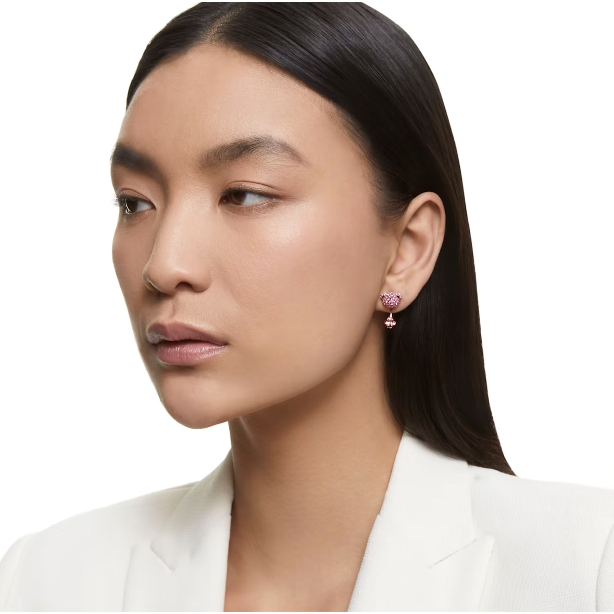 Swarovski Teddy Earring Jackets Bear, Pink, Rose gold-tone plated