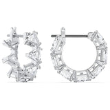 Swarovski Ortyx Hoop Earrings Triangle cut, Small, White, Rhodium plated