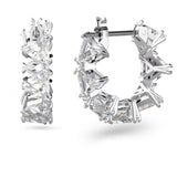 Swarovski Ortyx Hoop Earrings Triangle cut, Small, White, Rhodium plated