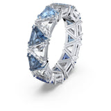 Swarovski Millenia Cocktail Ring Triangle cut crystals, Blue, Rhodium Plated Size-55