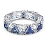 Swarovski Millenia Cocktail Ring Triangle cut crystals, Blue, Rhodium Plated Size-55