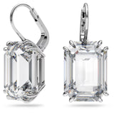 Swarovski Millenia Drop Earrings Octagon cut, White, Rhodium plated
