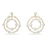 Swarovski  Constella Clip Earrings Circle, White, Gold-tone plated