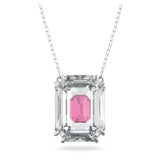 Swarovski Chroma Necklace Octagon cut, Pink, Rhodium Plated