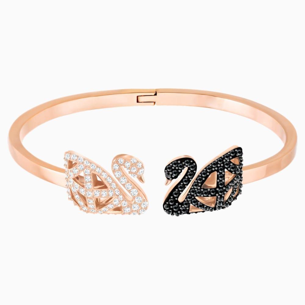 Swarovski Facet Swan Bangle Multi-Colored, Mixed Metal Finish