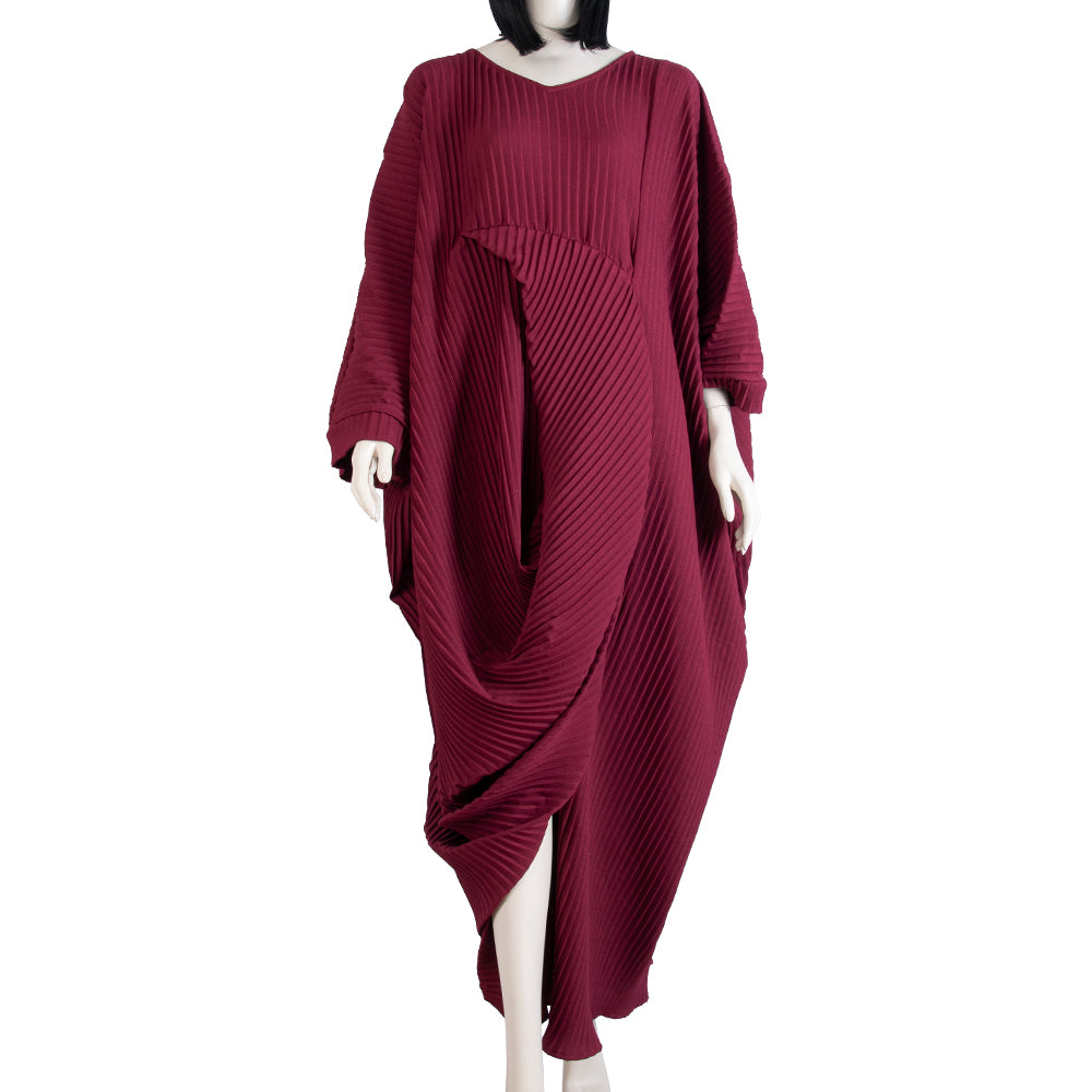 Montaha Burgundy Kaftan One Size | Clothing | GCC | Kaftan | Kaftans & Abayas | ramadan21 | Women All Clothing Traditional Wear Ramadan Edit