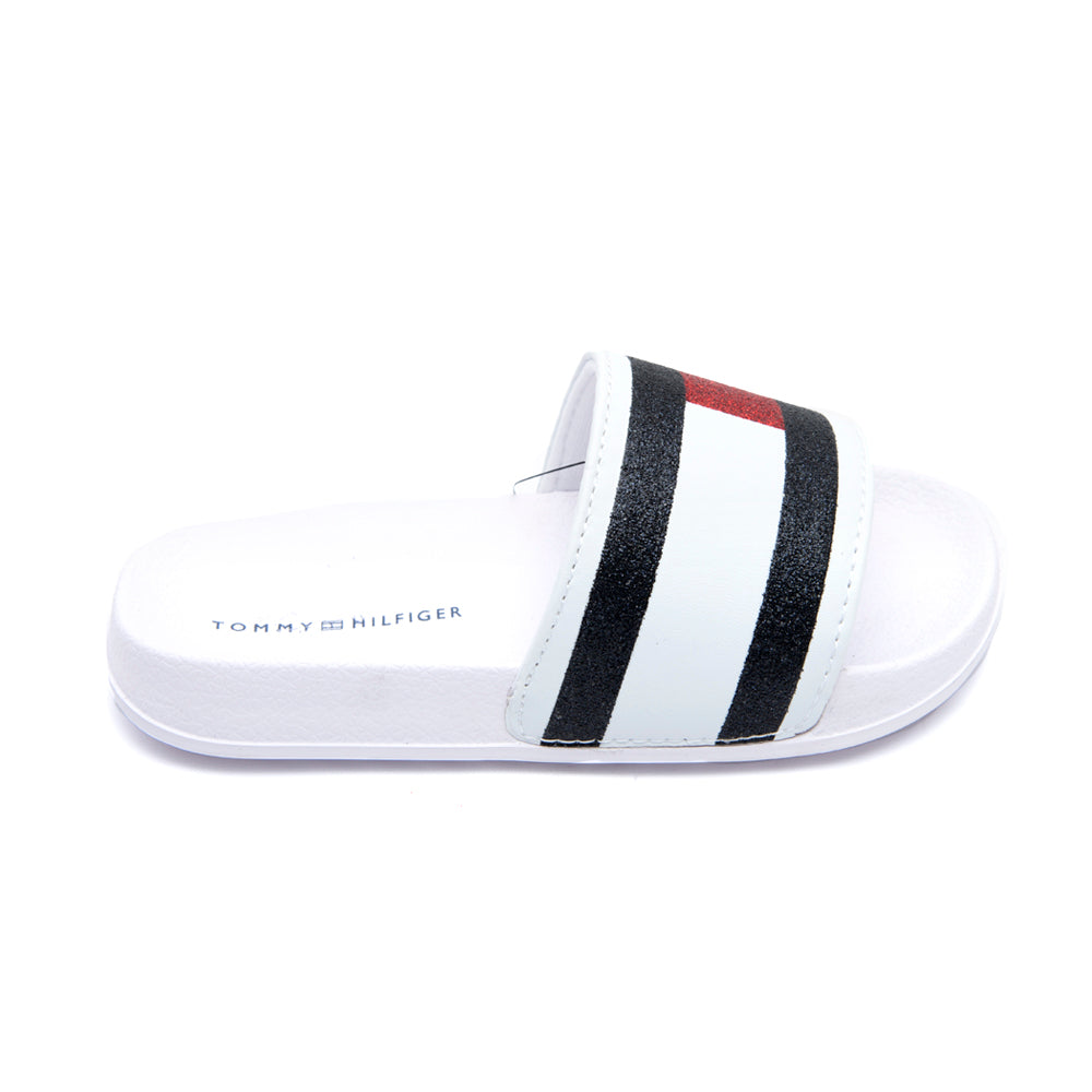 Tommy Hilfiger White Slippers – Blue Salon1