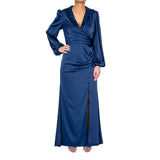 Theia kali Wrapped Satin Gown