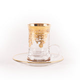 Timon Set Of 6 Pcs Donizetti Small Tea Cup & Saucer Pink/Gold