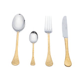 Tresors Spring Handle Gold Cutlery Set 75 Pcs 18/10 Wood Box