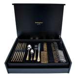 Tresors Tahiti Handle Gold Cutlery Set 75 Pcs 18/10 Wood Box