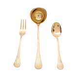 Tresors Gocce Full Gold Cutlery Set 75 Pcs 18/10 Wood Box