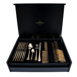 Tresors Gocce Full Gold Cutlery Set 75 Pcs 18/10 Wood Box