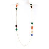 Ferre Milano Necklace Ip Gold With Blue,Red,Green,& Purple Stone