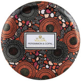 Voluspa Persimmon And Copal 3 Wick Candle In Decorative Tin