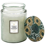 Voluspa Limited Edition French Cade Lavender Large Embossed Glass Jar Candle