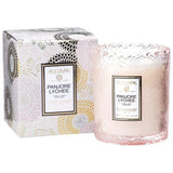 Voluspa Panjoree Lyche Tinted Scalloped Edge Glass Candle