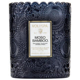 Voluspa Limited Moso Bamboo Tinted Scalloped Edge Glass Candle - Blue Salon