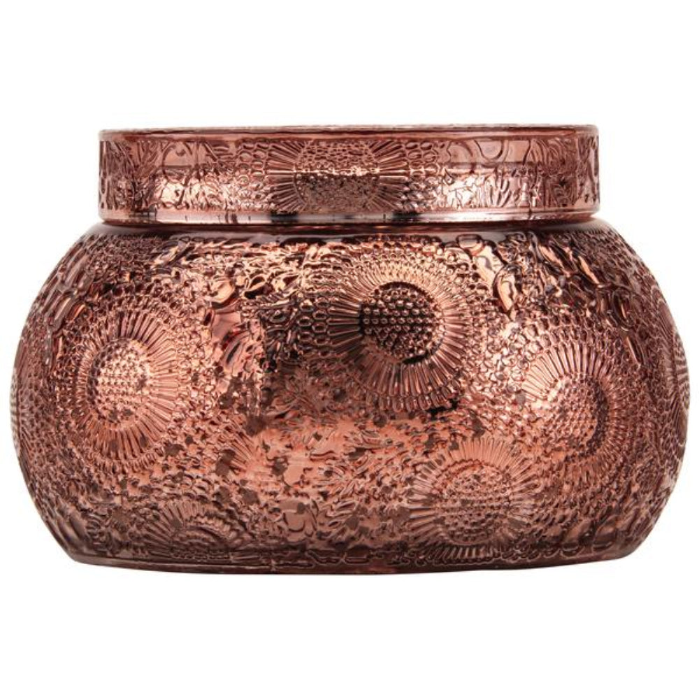 Voluspa Persimmon And Copal Embossed Glass Candle Bowl W Lid | Candle | Home Candle | Linen Candle Voluspa Persimmon And Copal Embossed Glass Candle Bowl W Lid | Candle | Home Candle | Linen Candle