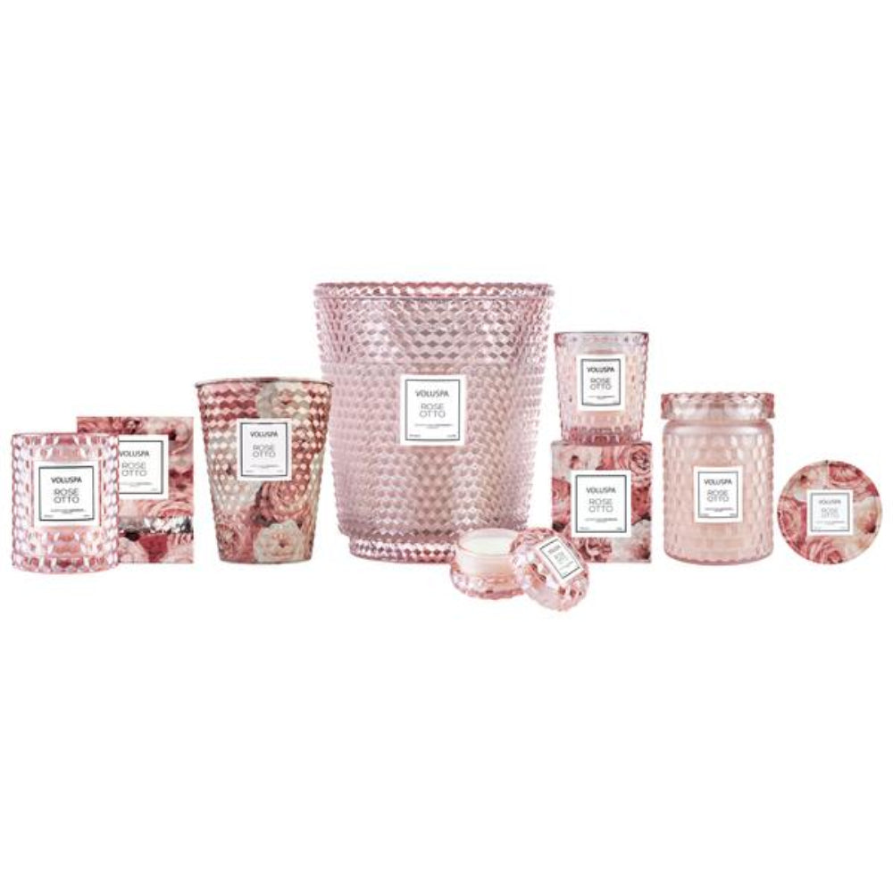 Voluspa Rose Otto Classic - In Textured Glass Candle | Candle | Home Candle | Linen Candle Voluspa Rose Otto Classic - In Textured Glass Candle | Candle | Home Candle | Linen Candle