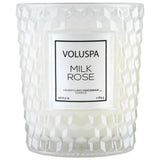 Voluspa Milk Rose Classic Candle In Textured Glass